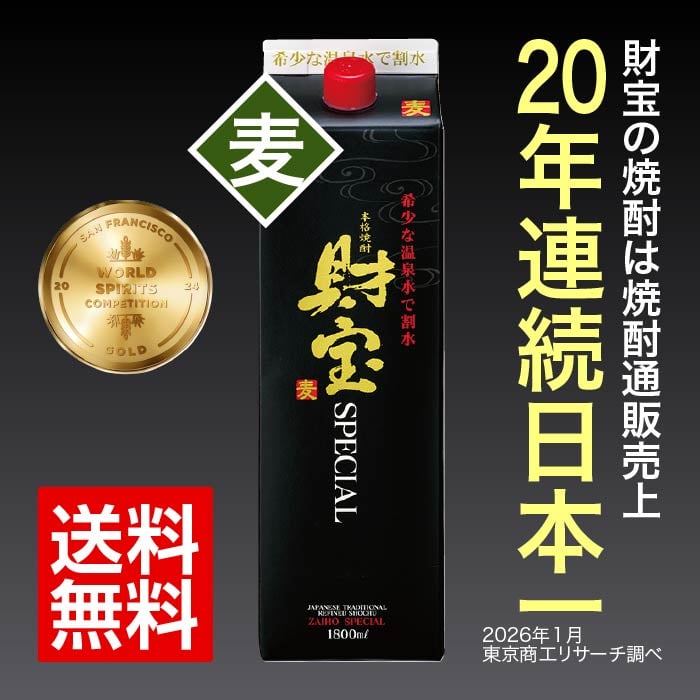 焼酎財宝スペシャル一升紙パック（麦） 麦焼酎 一升紙パック（1.8L）