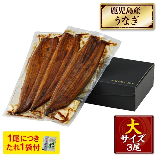 鹿児島産大うなぎ蒲焼[養殖]3尾【化粧箱入】 化粧箱入 170g×3尾（無頭）