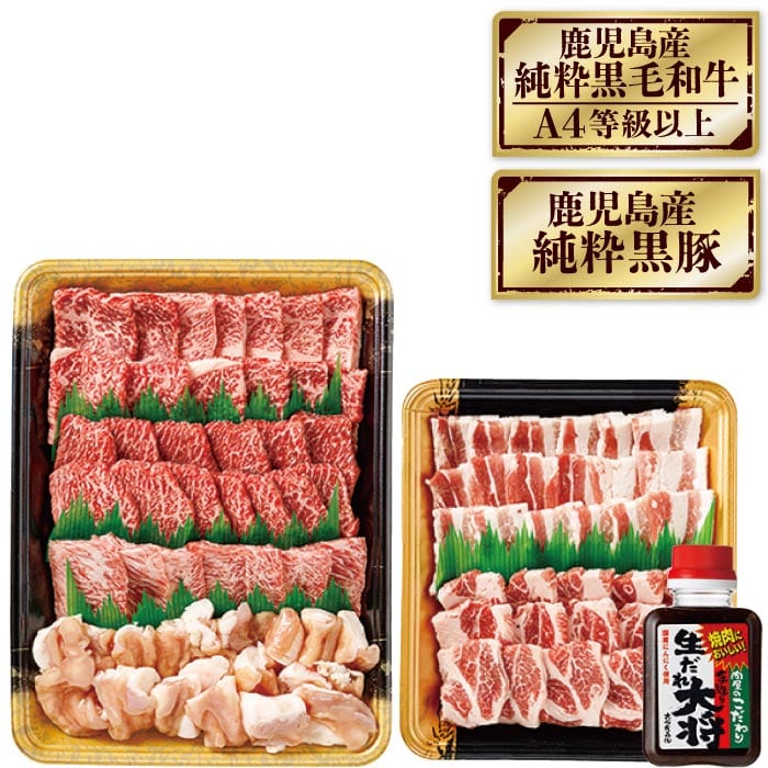 鹿児島産黒毛和牛と黒豚の焼肉セット