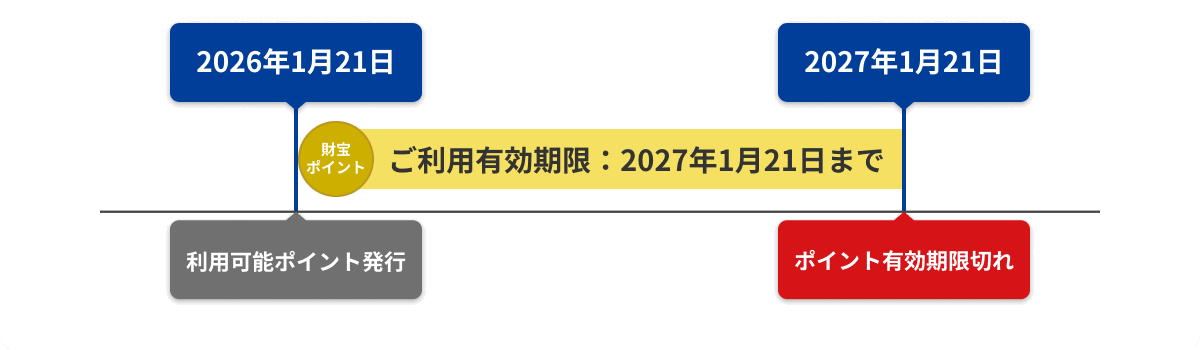 利用可能ポイント発行から1年後に有効期限を迎える図